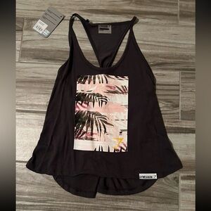 NWT New Gymshark distort palm tree vest charcoal cropped tank top shirt small